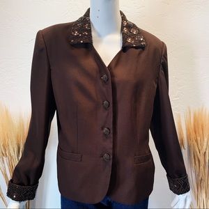 Brown Beaded Suit Jacket!